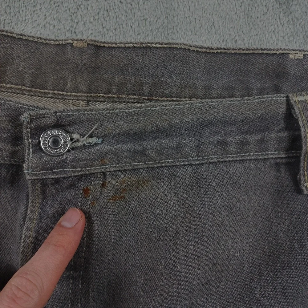 Levis 501xx Jeans Mens‎ 52x27 Gray Denim Distressed Button Fly Cotton Pockets